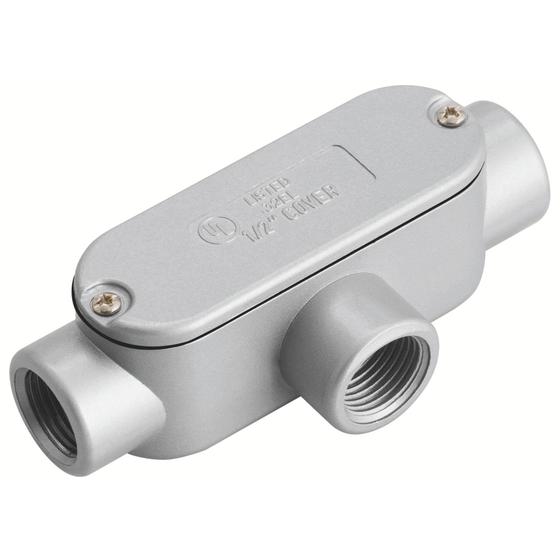Imagem de Condulete fixo ovalado 1/2" tipo "T" - com tampa / rosca BSP / com pintura