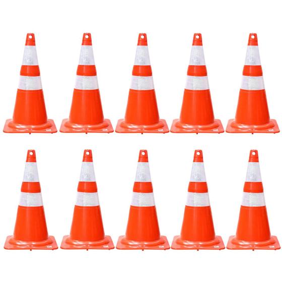 Imagem de Cone De Sinalização Flexível Plastcor Lar/Br 75CM C/ 10 UN
