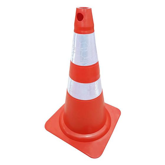 Imagem de Cone De Sinalização Flexível Plastcor Laranja e Branco 75CM