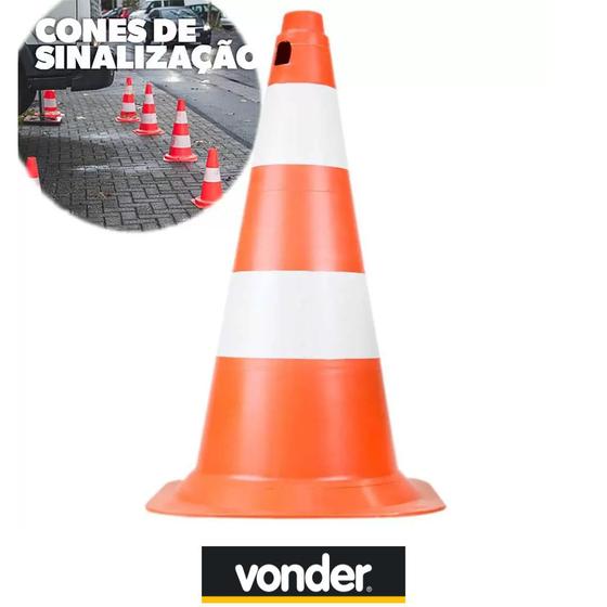 Imagem de Cone Sinalização Segurança Pvc 50cm Branco/laranja Vonder Original