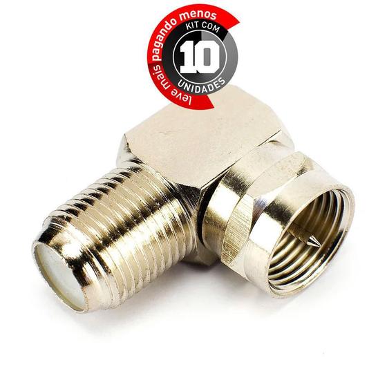 Imagem de Conector Coaxial Para Femea Coaxial - 90 Graus - Kit Com 10