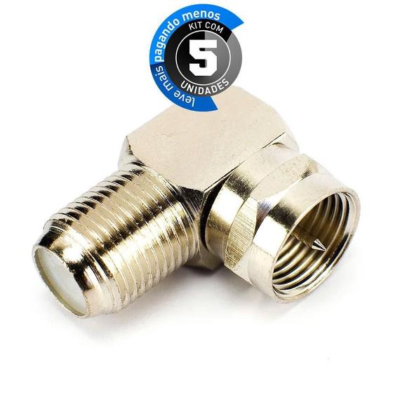 Imagem de Conector Coaxial Para Femea Coaxial - 90 Graus - Kit Com 5