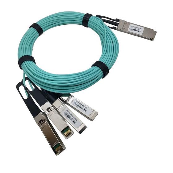 Imagem de Conector de Cabo de Fibra Óptica Ativo QSFP 40G para 4SFP. 15M OM3. Áudio Profissional