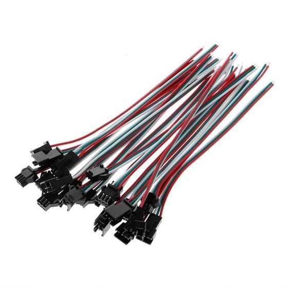 Imagem de Conector de Cabo SM Macho e Fêmea para Fita LED - 3 Pinos (WS2812B, WS2812, WS2811)