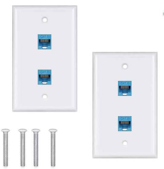 Imagem de Conector de Parede Ethernet Cat6 (2 Unidades) - Fêmea/Fêmea - Azul