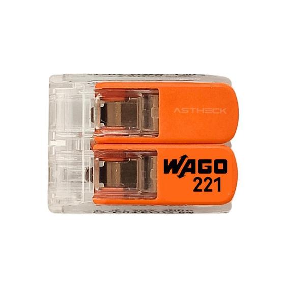 Imagem de Conector Emenda Wago 2 Vias 4mm - Kit 20 - Transparente