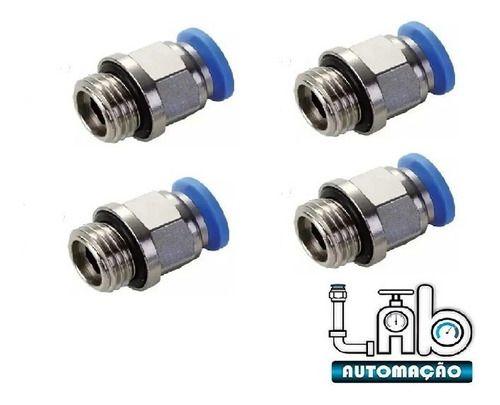 Imagem de Conector Engate Rápido Tubo Pu 12mm X Rosca 3/8 Bsp -4 Peças