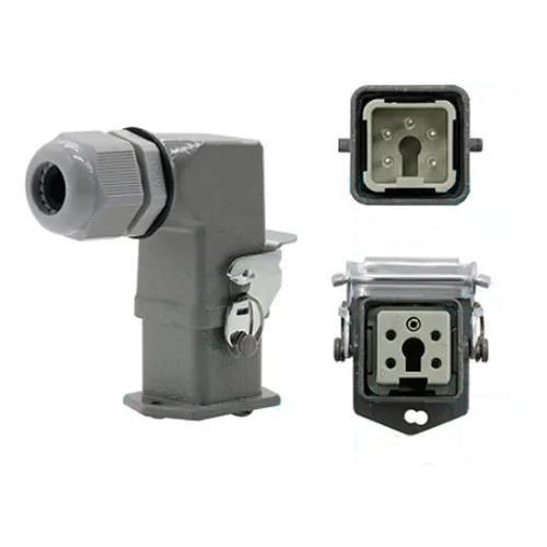 Imagem de Conector Heavy Duty 5+1 (6Pinos) Reto Com Base De Fixação Em 90 Graus 10A 500V