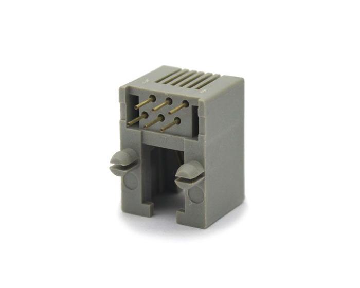 Imagem de Conector Jack Cinza PCB DS1133-03-S60A 6P6C 90º com 6 Vias - Connfly
