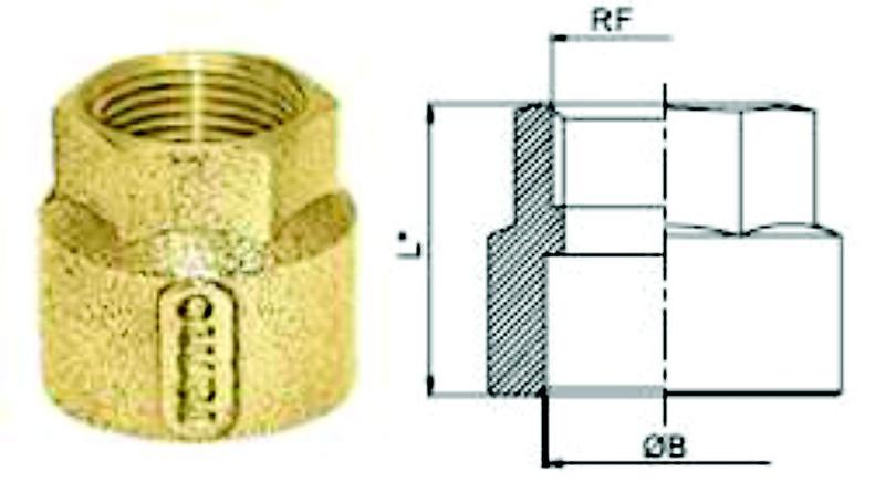 Imagem de Conector Latão Redução Bronze B 22X1/2 Rf 22X1/2 Ramo  SEM ANEL DE SOLDA