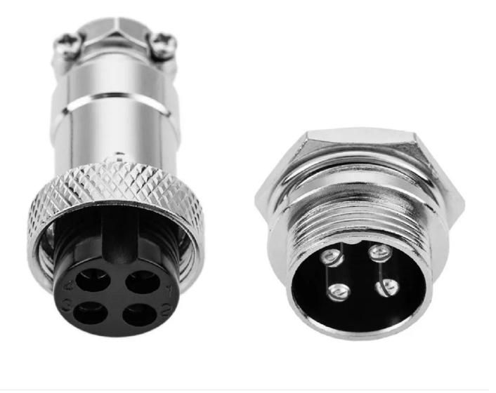 Imagem de Conector MIC 4 Pinos Macho/Fêmea - Kit com 5 Pares de Metal