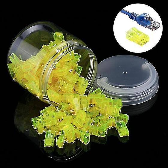 Imagem de Conector Modular RJ45 Amarelo Anpwoo AMP01 - Kit com 100 Peças
