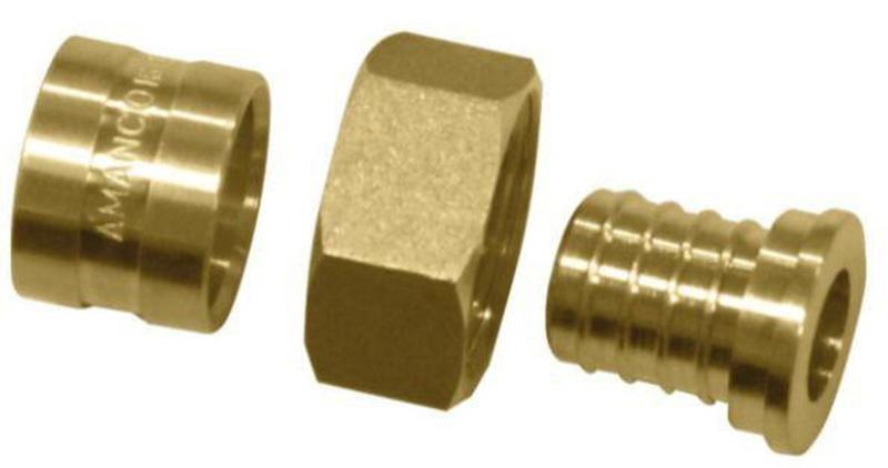 Imagem de Conector Móvel Fêmea 16X1/2, 16X3/4 E 20X1/2 para Água Metálico PEX  COD: 18259, 18260 E 18261