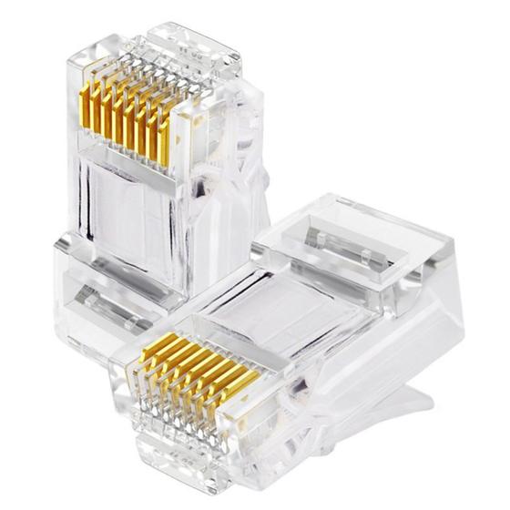 Imagem de Conector para cabo de rede rj45 pacote com 10 unidades