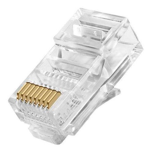 Imagem de Conector Plug Rj45 50 Unidades Cat5e Banhado Macho Rede