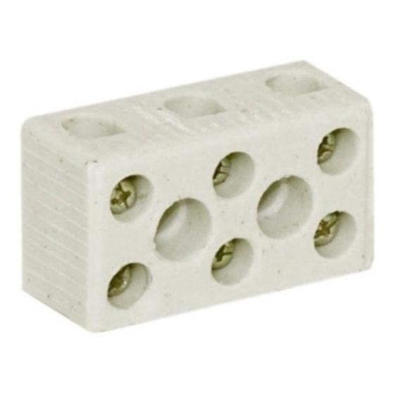 Imagem de Conector Porcelana Tripolar Cabo 10mm 3 Polos Chuveiro Fio Emenda Adaptador 50 a 250v