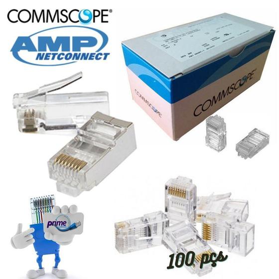 Conector Rj45 Cat-5E Amp Commscope - 100 Peças Menor preço em Conector Rj45 Cat-5E Amp Commscope - 100 Peças