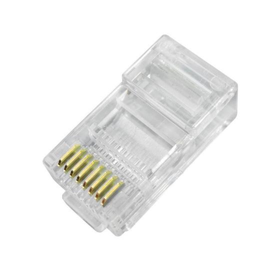 Conector rj45 cat5e macho 8 vias para cabo de rede Menor preço em Conector rj45 cat5e macho 8 vias para cabo de rede