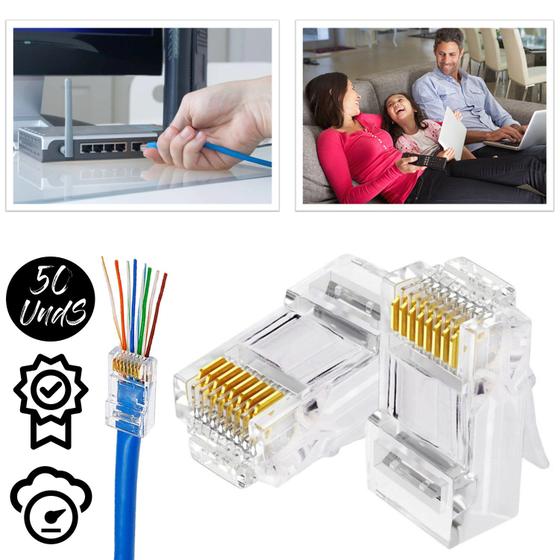 Imagem de Conector Rj45 Cat6 Intelbras Conex 1000 Pacote Com 50 Un