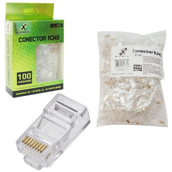 Imagem de Conector rj45 para cabo de rede/internet x-cell com 100 pecas - BAZZI