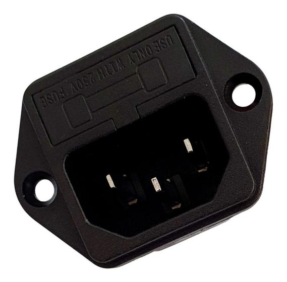 Imagem de Conector Tomada de Força Macho Tripolar As-07 com Porta Fusível 250V 10A