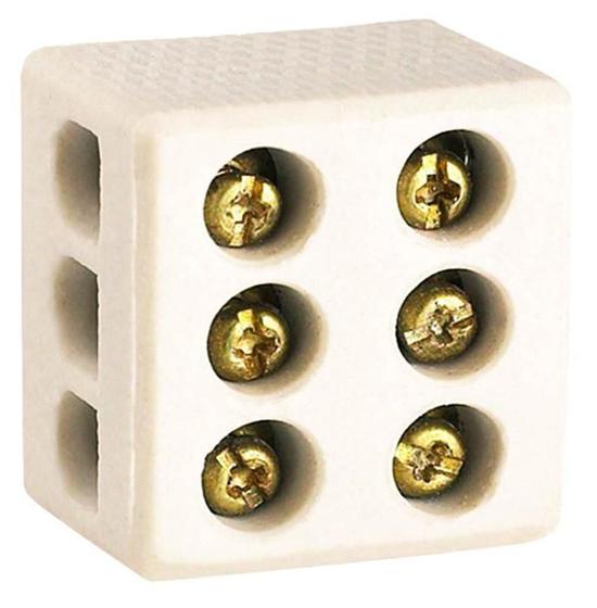 Imagem de Conector Tripolar de Porcelana Lorenzetti - Fios de até 10mm - 50A250V - com 3 Bornes - 1422-FP