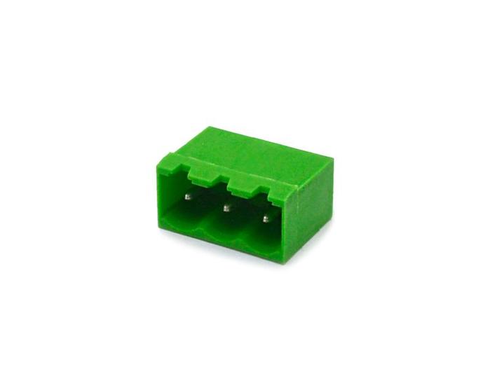 Imagem de Conector Verde Multipolar STLZ950.03GV Macho 180º (Vertical) de 3 Vias Com as Laterais Fechadas - Passo 5,08mm - Phoenix Mecano