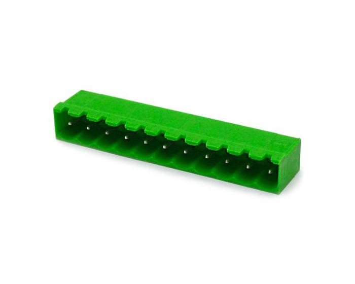 Imagem de Conector Verde Multipolar STLZ950.11GV Macho 180º (Vertical) de 11 Vias Com as Laterais Fechadas - Passo 5,08mm - Phoenix Mecano