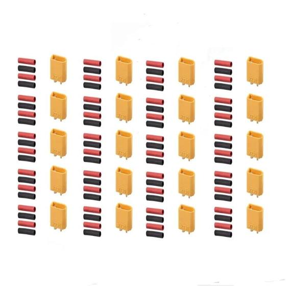 Imagem de Conectores De Bateria XT30 Banhados a Ouro 10 20 Pares Com Tubo Termorretrátil Para Drones Carros RC
