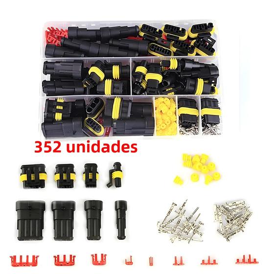 Imagem de Conectores Elétricos HID à Prova D'Água - Kit com 240/352 Peças (1/2/3/4 pinos) - 300V 12A