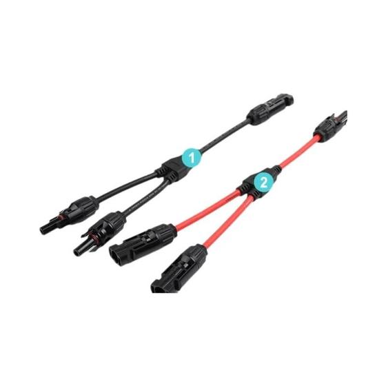 Imagem de Conectores Y de Alimentação Solar 30A - Preto e Vermelho - Adaptador Paralelo