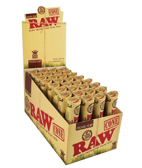 Imagem de Cones de Papel RAW Organic King Size Pré-Rolados - 192 Unidades (32 Pacotes)