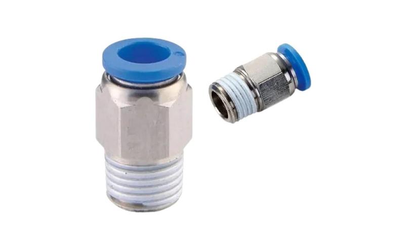 Imagem de Conexão Pneumática Reta Macho Rosca 1/4 Npt Tubo 6mm 100 Pçs