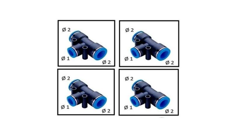 Imagem de Conexão Pneumática União Em T 8mm Com Redução Central 6mm