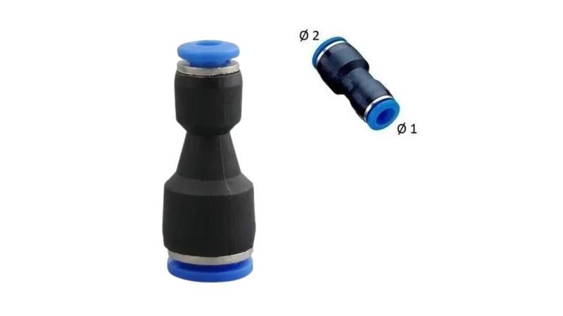 Imagem de Conexão Pneumática União Emenda Com Redução 12 X 6 Mm-04 Pçs