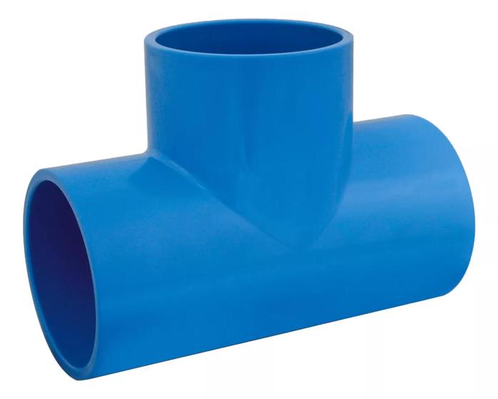 Imagem de Conexão Tê Tee 90 De Irrigação 75mm 2.1/2 Pvc Soldável Azul