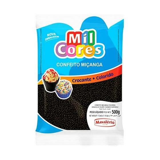 Imagem de Confeito crocante miçanga preto número 0 500g Mavalério