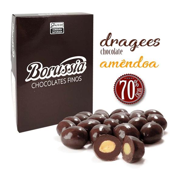 Imagem de Confeito de Amêndoa com Chocolate 70% Cacau Borússia Chocolates
