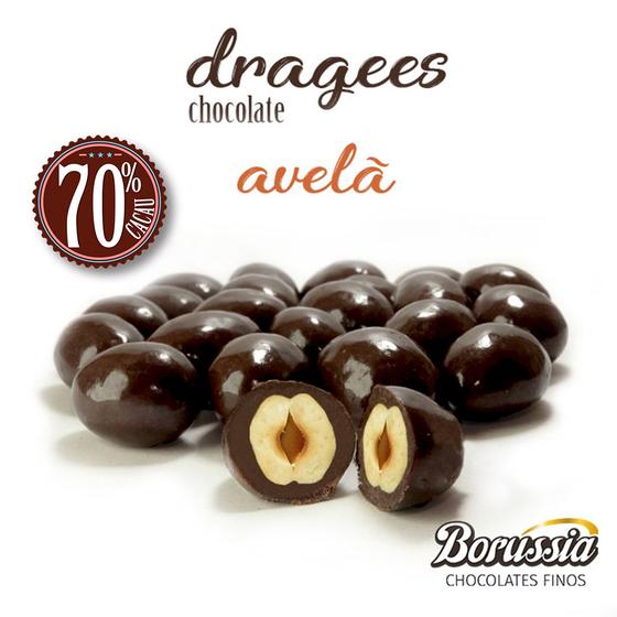 Imagem de Confeito de Avelã com Chocolate 70% Cacau Borússia Chocolates