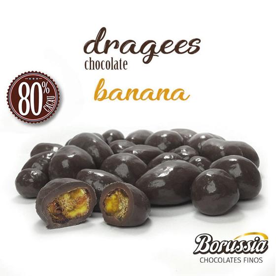 Imagem de Confeito de Banana com Chocolate 80% Cacau 120g Borússia Chocolates