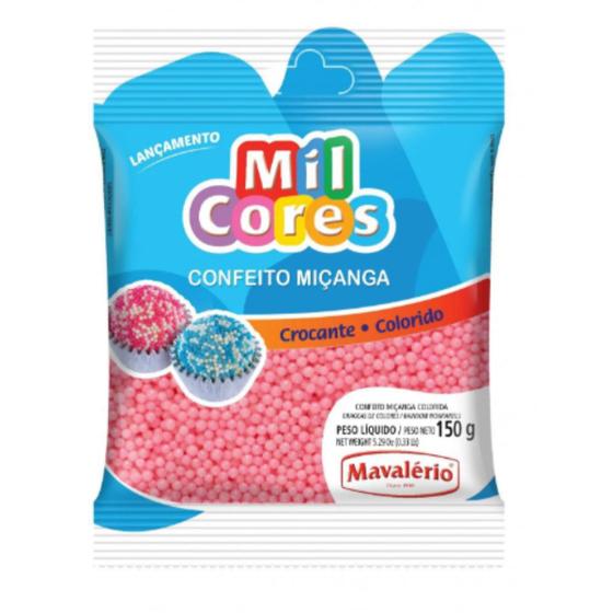 Imagem de Confeito Miçanga Colorida Rosa Bebe  Mavalério 150g