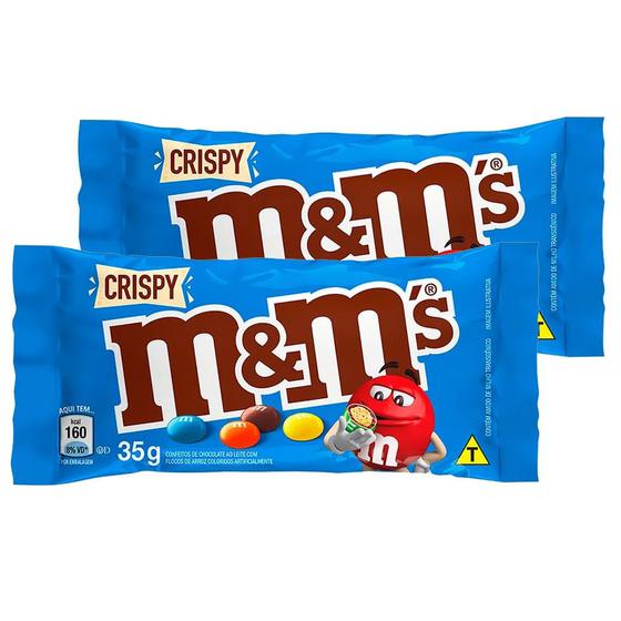 Imagem de Confeitos M&M Crispy Chocolate ao Leite 35g  Kit com duas unidades