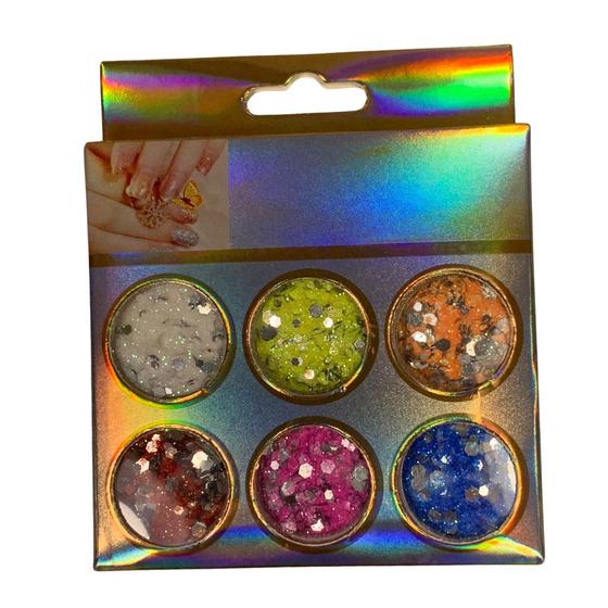 Imagem de Confete Com Açucar Colorido Nail Art Unhas C/6   - Aoyasiyue