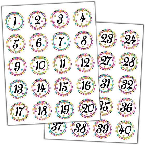 Imagem de Confetti Numbers Stickers 1-40 - 120 Units (Tcr5574)