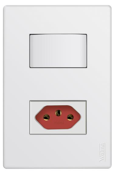 Imagem de Conj. 1 Interruptor Simples 10A/250V + 1 Tomada 2P+T 20A/250V (Fundo vermelho)