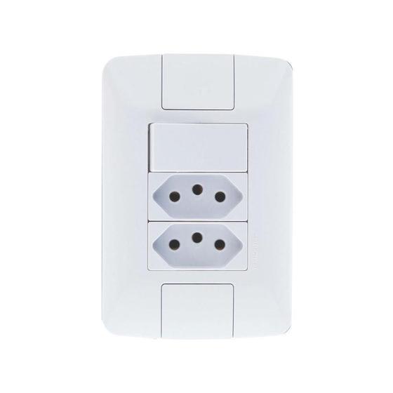 Imagem de Conj. 1 Interruptor Simples 6A + Tomada Dupla 2P+T 10A Aria