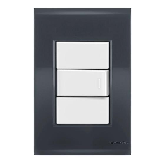 Imagem de Conj 1 Interruptor Simples - Tramontina Liz Grafite / Branco