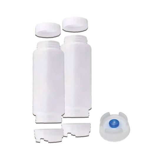 Imagem de CONJ 2 Bisnagas 355 ml (12 Oz) FIFO Bootle Canadá Original Bico NSF Com Válvula Removível AZUL Para Molhos e Caldas de Consistência Grossa