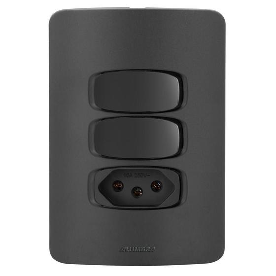 Imagem de Conj. 2 Paralelos + 1 Tomada 10A - Alumbra Gracia Black Maxx