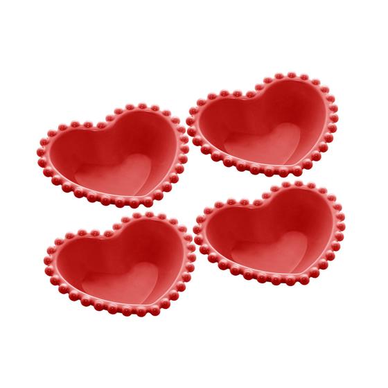 Imagem de Conj 4 Bowls Petisqueiras Coração Beads Vermelho 13 cm - Bon Gourmet